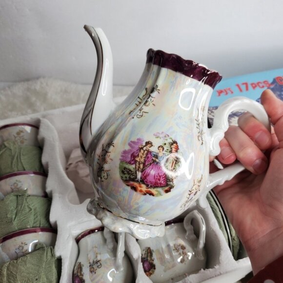 Rare Vintage 17pcs English Colonial Baroque Porcelain Fine China Tea Coffee Set - Picture 2 of 9